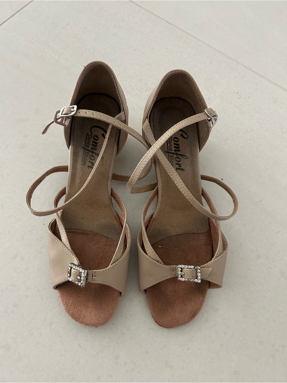 Comfort Dance Shoes with Rhinestone Buckle